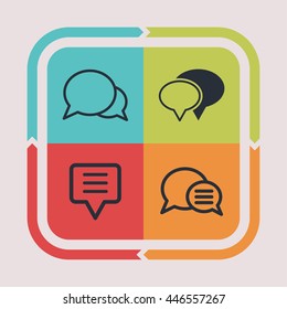 Chat and dialog icons. Speech pictogram. Communication vector graphic. Talk design collection.
