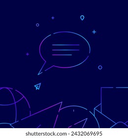 Chat, dialogue gradient line vector icon, simple illustration on a dark blue background, logistics related bottom border.