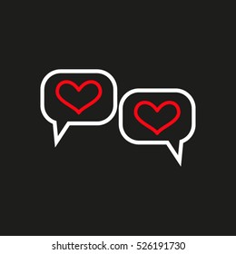 chat, dialogue, heart, love, vector icon, eps10