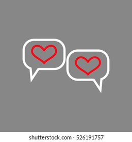chat, dialogue, heart, love, vector icon, eps10