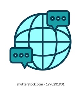 Chat, dialogue, international icon vector image. Can also be used for cyber security. Suitable for use on web apps, mobile apps and print media.