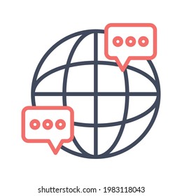 Chat, diálogo, imagen vectorial de icono internacional. También se puede usar para la ciberseguridad. Idóneo para aplicaciones web, aplicaciones móviles y medios impresos.