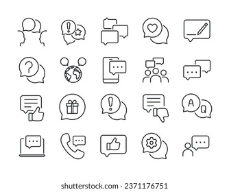 Chat, iconos de la línea de diálogo. Para diseño de marketing de sitios web, logotipo, aplicación, plantilla, ui, etc. Ilustración vectorial.