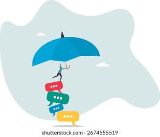 Diálogo de chat, charla o discusión, conversación o comunicación para el éxito, reunión de trabajo en equipo o debate para obtener una solución, sobre un hombre y su vida.