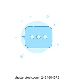 Chat, dialogue vector icon. Flat illustration. Filled line style. Blue monochrome design. Editable stroke. Adjust line weight.