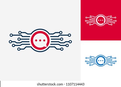 Chat Digital Logo Template Design Vector, Emblem, Design Concept, Creative Symbol, Icon