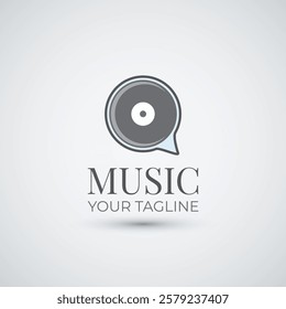 Chat disc music logo design icon template