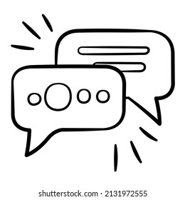 chat discussion communication message group thread single isolated icon with sketch hand drawn outline style
