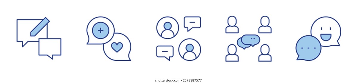 chat, discussion, group. Chat Icon vector illustration. Line Duotone style. Editable stroke.