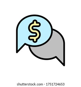 icono de chat de dólar. Color simple con elementos de vector de contorno de iconos de bancarrota para ui y ux, sitio web o aplicación móvil