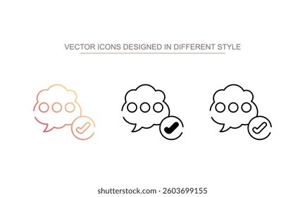 Chat Done icon design with white background stock illustration