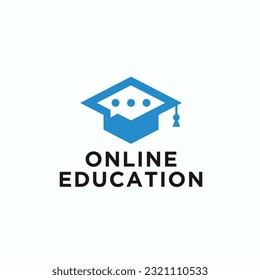 chat education logo design vector silhouette illustration