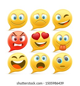 Chat emoji and sad icon set. Vector illustration collection