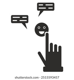 Icono de la selección del emoji del chat, símbolo de la mano, Ilustración vectorial plana sobre fondo blanco