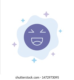 Chat, Emojis, Smile, Happy Blue Icon on Abstract Cloud Background