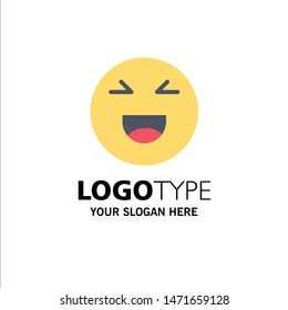 Chat, Emojis, Smile, Happy Business Logo Template. Flat Color