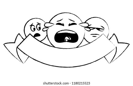 Chat emoticons with ribbon banner sketch