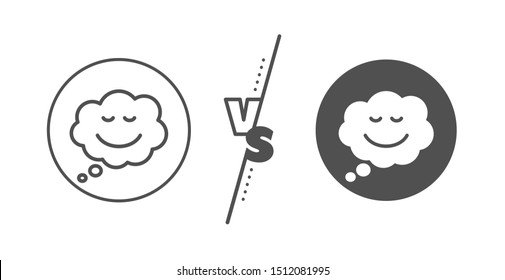 Chat emotion sign. Versus concept. Comic speech bubble with Smile line icon. Line vs classic speech bubble icon. Vector