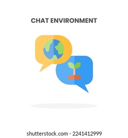 Chat Environment icon flat. Vector illustration on white background. Can used for web, app, digital product, presentation, UI and many more.