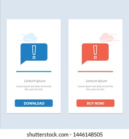 Chat, Error, Basic, Ui  Blue and Red Download and Buy Now web Widget Card Template