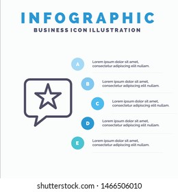 Chat, Favorite, Message, Star Line icon with 5 steps presentation infographics Background. Vector Icon Template background