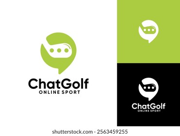 chat with flag golf sport logo design concept
