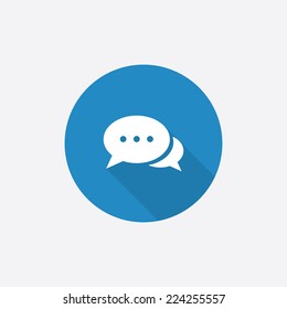 chat Flat Blue Simple Icon with long shadow, isolated on white background  