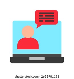 Chat color plano, mini icono de ilustración. uso para concepto moderno, impresión, interfaz de usuario, kit de UX, Web y desarrollo de App. Vector relacionado con el trabajo a distancia, trabajo desde casa.