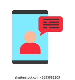 Chat flat color, mini illustration icon. use for modern concept, print, UI, UX kit, web and app development. Vector related to remote working, work from home.