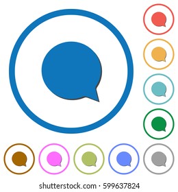 Chat flat color vector icons with shadows in round outlines on white background
