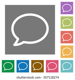 Chat flat icon set on color square background.