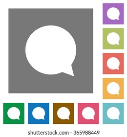 Chat flat icon set on color square background.