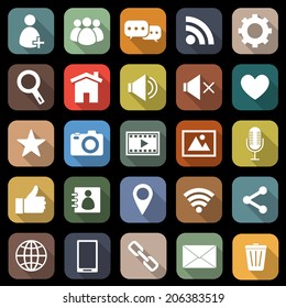 Chat flat icons with long shadow, stock vector