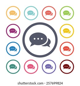chat flat icons set. Open colorful buttons 