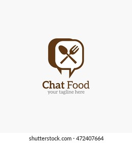 Chat Food Logo Design Template. Flat Style Design. Vector Illustration