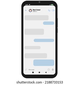 Chat with friends on social networks on the smartphone screen. Vector illustration. Correspondence with your best friend.