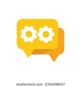 Chat gear icon flat vector. Business control. Remote server isolated