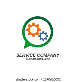 Chat With Gear Icon Logo Design