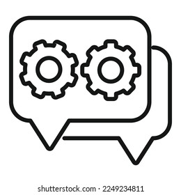 Chat-Gänge-Symbol, Umriss-Vektorgrafik. Unternehmenskontrolle. Remote-Server