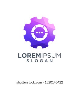 chat gear logo design vector illustration
