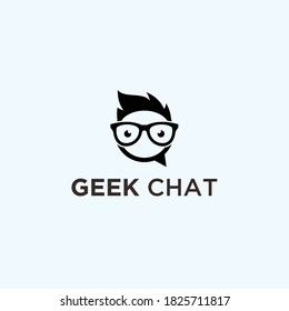 chat geek logo design vector illustration