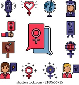 chat, gender, female, speech bubble icon in a collection with other items