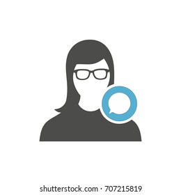 chat with girl user icon vector