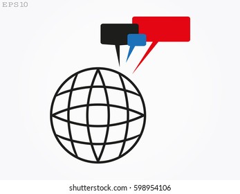 chat, globe, icon, vector illustration eps10