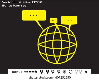 chat, globe, icon, vector illustration eps10