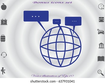 chat, globe, icon, vector illustration eps10