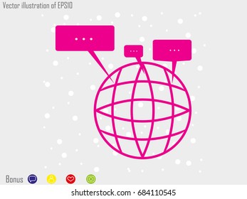 chat, globe, icon, vector illustration eps10