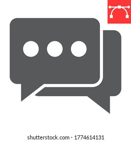 Chat glyph icon, ui and button, message sign vector graphics, editable stroke solid icon, eps 10