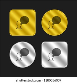 Chat gold and silver metallic coin logo icon design