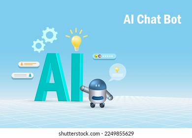 Chat GPT. Smart Ai chat bot communicate with human natural languages and emotional providing smart information and solving task. 3D vector.